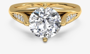 Modern Tulip Pave Engagement Ring In 18k Yellow Gold - Beautiful Diamond Ring Gold