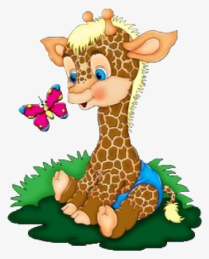 Giraffe Clipart Baby Animal - Cartoon Baby Giraffe Art