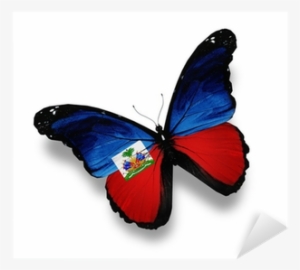 Haiti Flag Butterfly, Isolated On White Sticker • Pixers® - Navy Blue Colour Butterfly