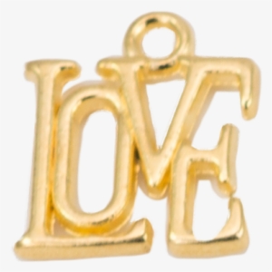 Gold Square "love" Charm - Christian Cross