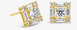 9ct Gold Square Cubic Zirconia Stud Earrings Nwj - Earrings