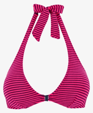 Women Front Closure Bikini Top In Terry Cloth Striped - Swimsuit