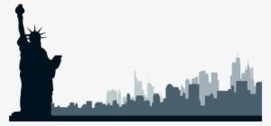 Clip Art Of The New York City Skyline With Statue Of - New York Skyline Silhouettes