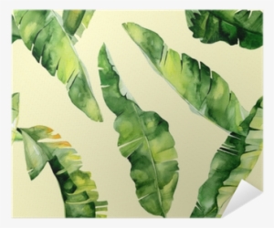 Seamless Watercolor Illustration Of Tropical Leaves, - Trident Home Essentails Double King Bedsheet - Aloha