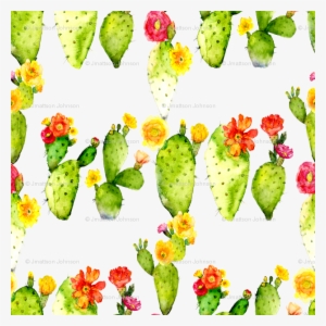 Prickly Pear Watercolor Cactus On White Wallpaper