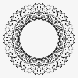 Floral Circle Border - Green Red Yellow Orange Mandala