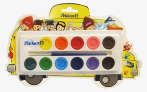 Watercolour School Bus 12 Colours - Watercolor Painting