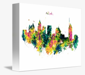 "atlanta Watercolor Skyline" By Marian Voicu, Bucharest - Atlanta
