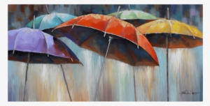 Colourful Rain Umbrella 3d Framed Canvas