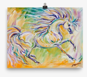 Wind Swept Horse Glossy Print - Spirit Horse Throw Blanket