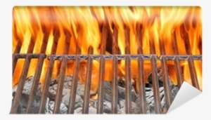 Fire Flames And Hot Empty Bbq Grill Wall Mural - Barbecue