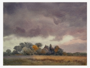 Schemering / Dusk Watercolor, Cm On Arches 140 Lb Rough - Watercolor Painting