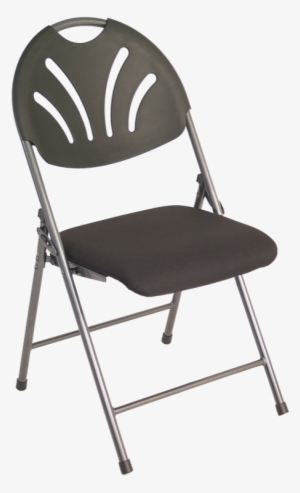 Folding Chair With Plastic Back And Fabric Seat | Black