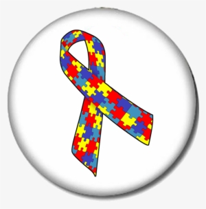 Ribbon Print Pin-back Button - Autism Ribbon Oval Car Magnet