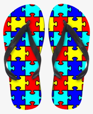 Colorful Puzzle Pieces Flip Flops - Autism