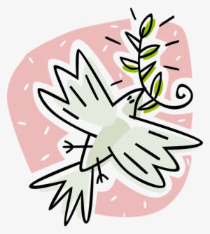Vector Illustration Of Dove Of Peace Bird Secular Symbol - Olive Branch