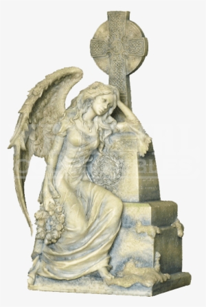 Weeping Gothic Angel Sitting By A Grave Statue Wu From