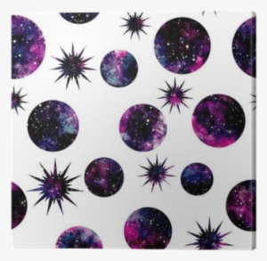 Watercolor Circles, Stars And Galaxy Seamless Pattern - Watercolor Painting