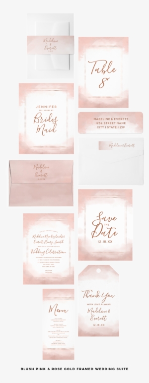 #blush #pink & Rose Gold Framed Wedding Suite With - Calligraphy