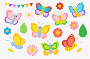 Boho Chic Pink Watercolor Flowers Clipart - Butterfly Clipart Png Kawaii