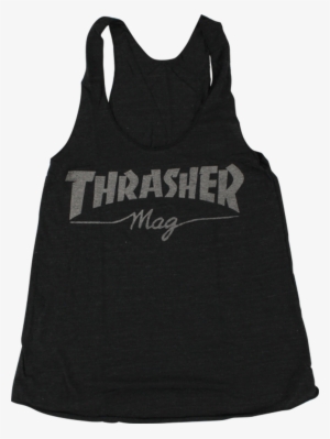 Thrasher Girls Mag Logo Racerback Tank M-blk Hthr - Thrasher Magazine