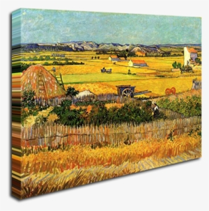 Harvest At La Crau With Montmajour In The Background - Vincent Van Gogh Harvest At La Crau