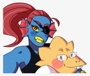 Undyne And Alphys Taking A Selfie On Your Blog - Cartoon