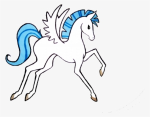 Girly Cartoon Pegasus With Blue Mane And Tail Tattoo - Pink Pegasus Hercules Line Art