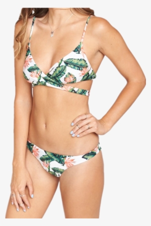 Padded Twine Jungle Leaves Print Sexy Bikini - Bikini
