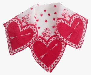 Valentine Hearts Arrows Handkerchief Vintage 1950s - Motif