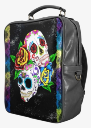 Sale Day Of The Dead Theme Print Leather Backpack For