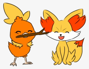 Torch Likes Finding Sticks For Fennekin To Eat So They - Cartoon