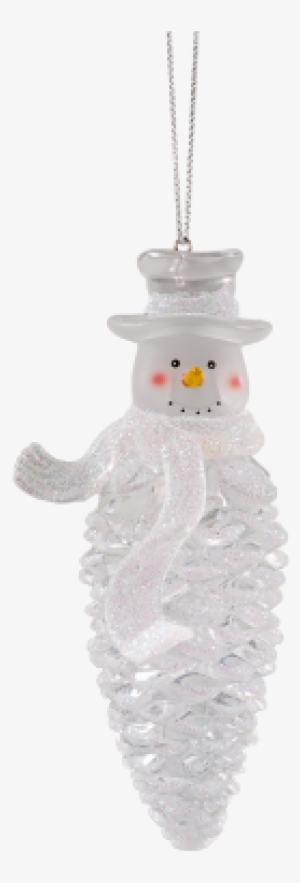 Acrylic Pinecone Snowman With Top Hat - Christmas Ornament