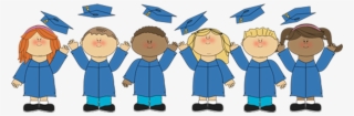Kids Tossing Graduation Caps - Kindergarten Graduation Clip Art