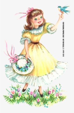 Clipart Vintage Girl Png - Png Transparant Vintage Art