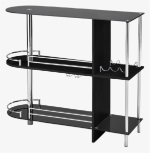 Axel Black Metal Modern Bar Table With Glass Storage - Shelf