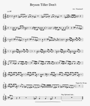 Bryson Tiller Don't Sheet Music Composed By Arr - Writings On The Wall Violin Notes
