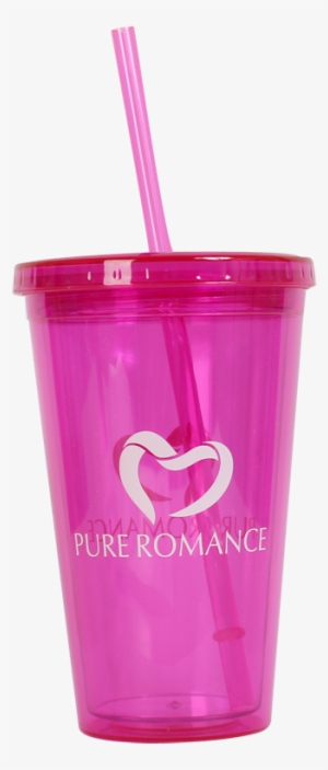 Pure Romance 16oz - Copo Rosa Com Canudo