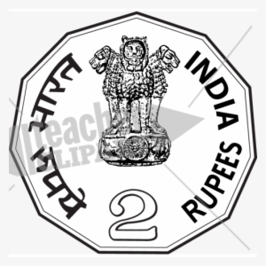 Coin Clipart 2 Rupee - 2 Rupees Coin Clipart Black And White