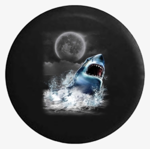 Great White Shark Attack Jaws Teeth Ocean Full Moon