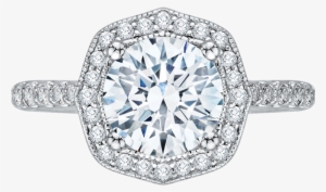 18k White Gold Round Cut Diamond Octagon Shape Halo - Tacori Platinum Diamond Engagement Ring Setting
