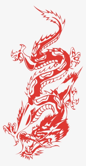 Japanese Dragon Clip Art Hand Painted Style - Red Japan Dragon Png