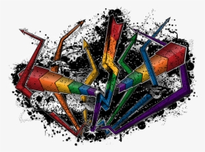 Grunge Rainbow-colored Lightning Bolt Surrounded By