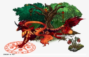 "japanese Dragon Forest - Illustration