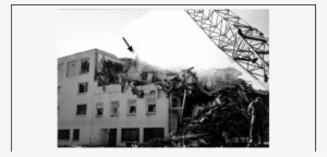 Start Of Demolition Of Building A Using A Wrecking - Fire Hose (arrow)