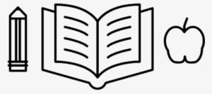 Pencil With An Open Book And Apple Silhouette Vector - Pencil Book Silhouette