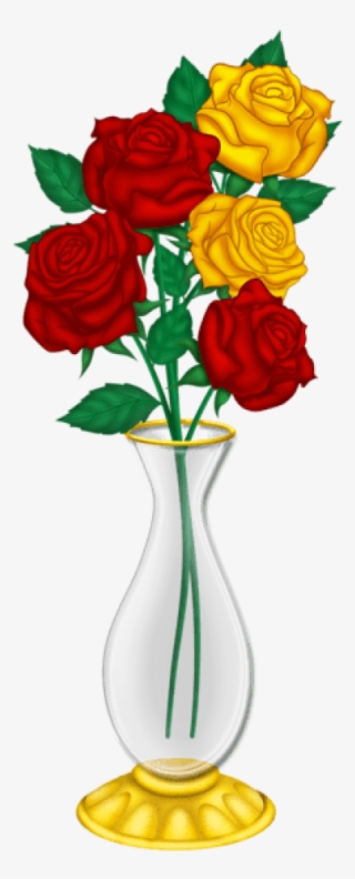 Beautiful With Red And Yellow Roses Png - Flower Vase Clipart Png