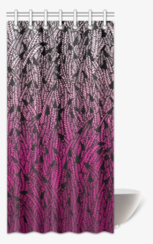 Pink Ombre Feathers Pattern Black Shower Curtain - Savannah Shower Curtain