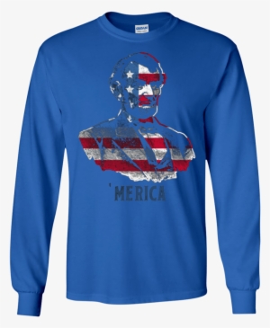 'merica Flag Usa President Abraham Lincoln Face Tee - Alpha Phi Lettered Longsleeve T-shirts
