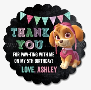 Skye Paw Patrol Birthday Favor Tags - Paw Patrol Marshall Standee, Red